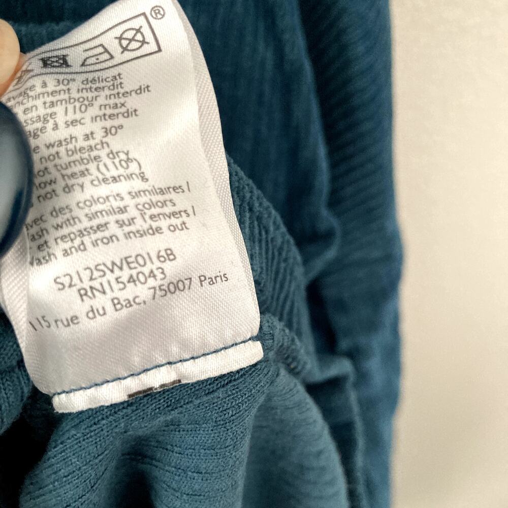 Sezane Anatole Sweatshirt Velour Corduroy Hood Teal Blue XXL - Picture 7 of 9